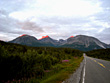 In der Abendsonne glühende Bergspitzen